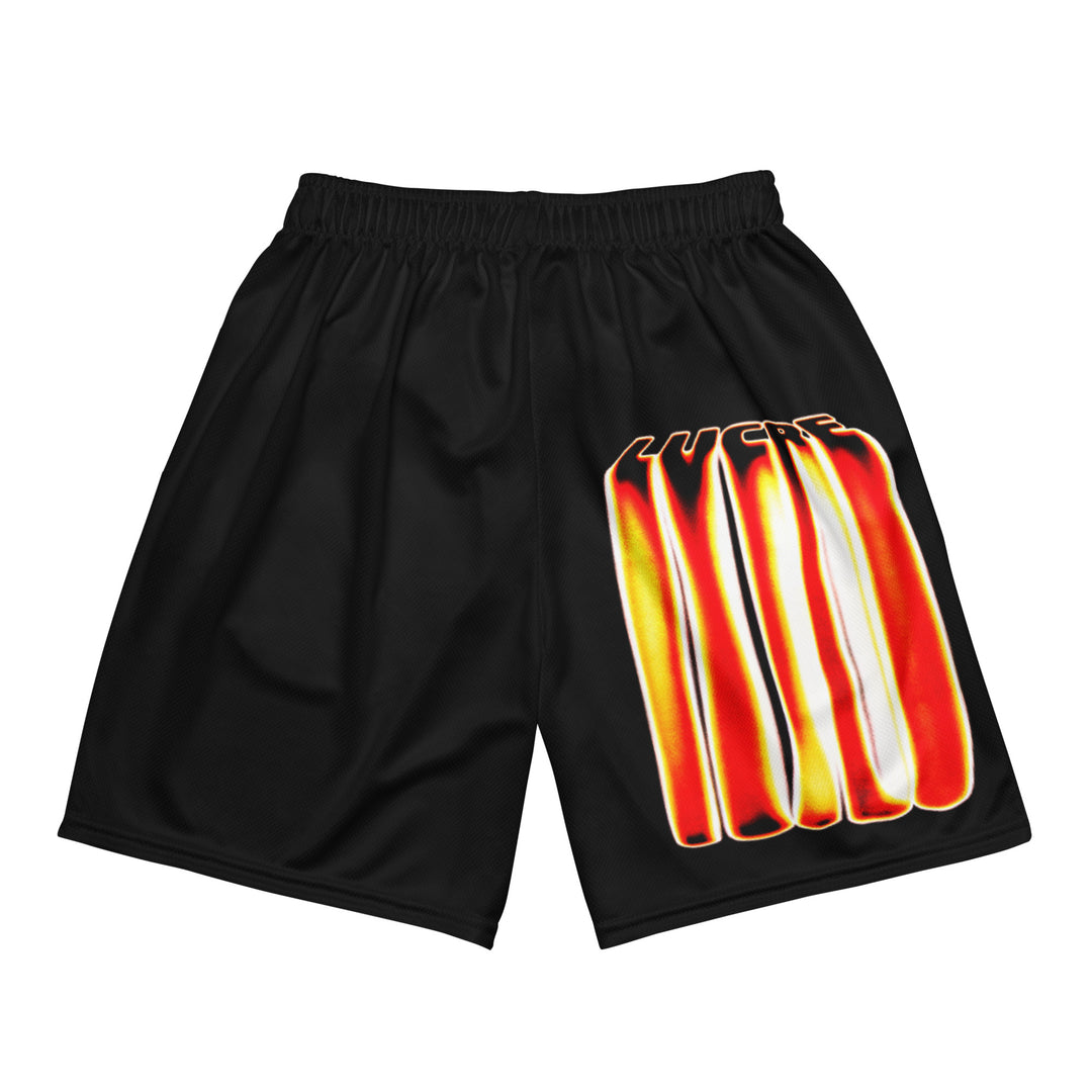 FL BRANDED - “FIRE DRIPS” MESH SHORTS