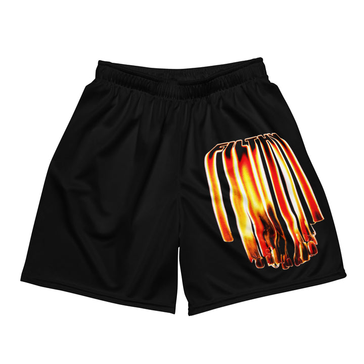 FL BRANDED - “FIRE DRIPS” MESH SHORTS