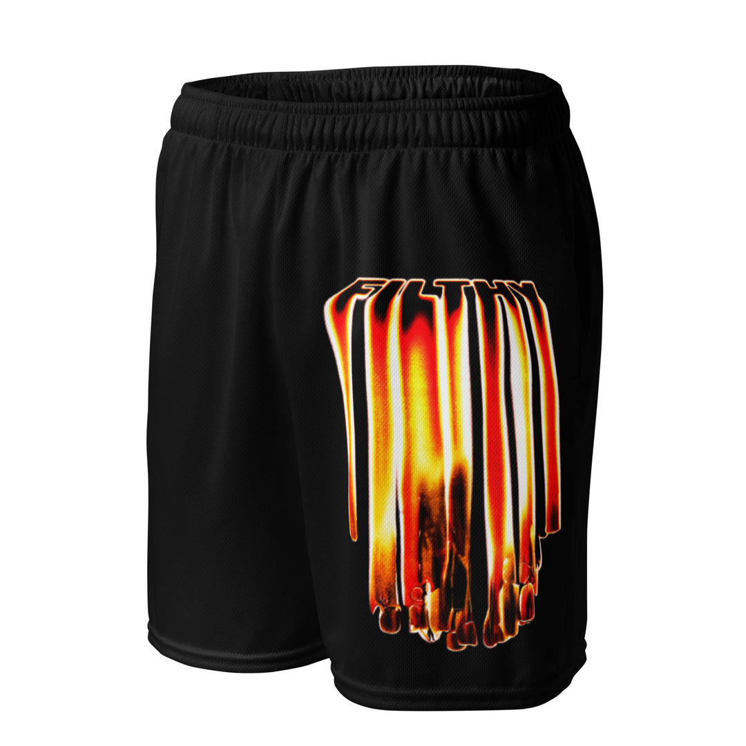 FL BRANDED - “FIRE DRIPS” MESH SHORTS