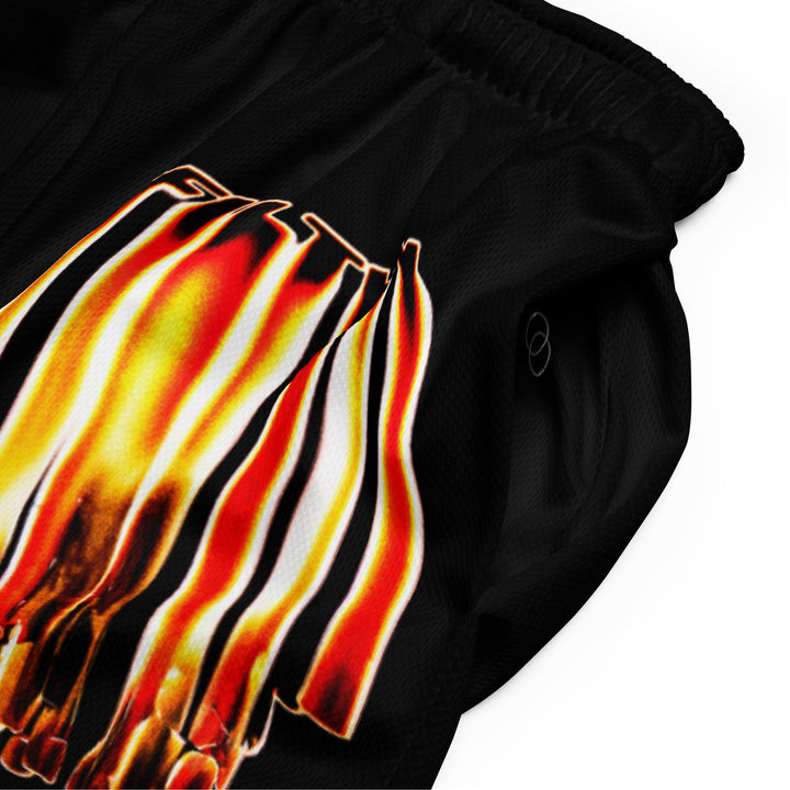 FL BRANDED - “FIRE DRIPS” MESH SHORTS