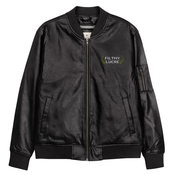 INFINITELY INFAMOUS INAUGURAL FAUX LEATHER BOMBER JACKET